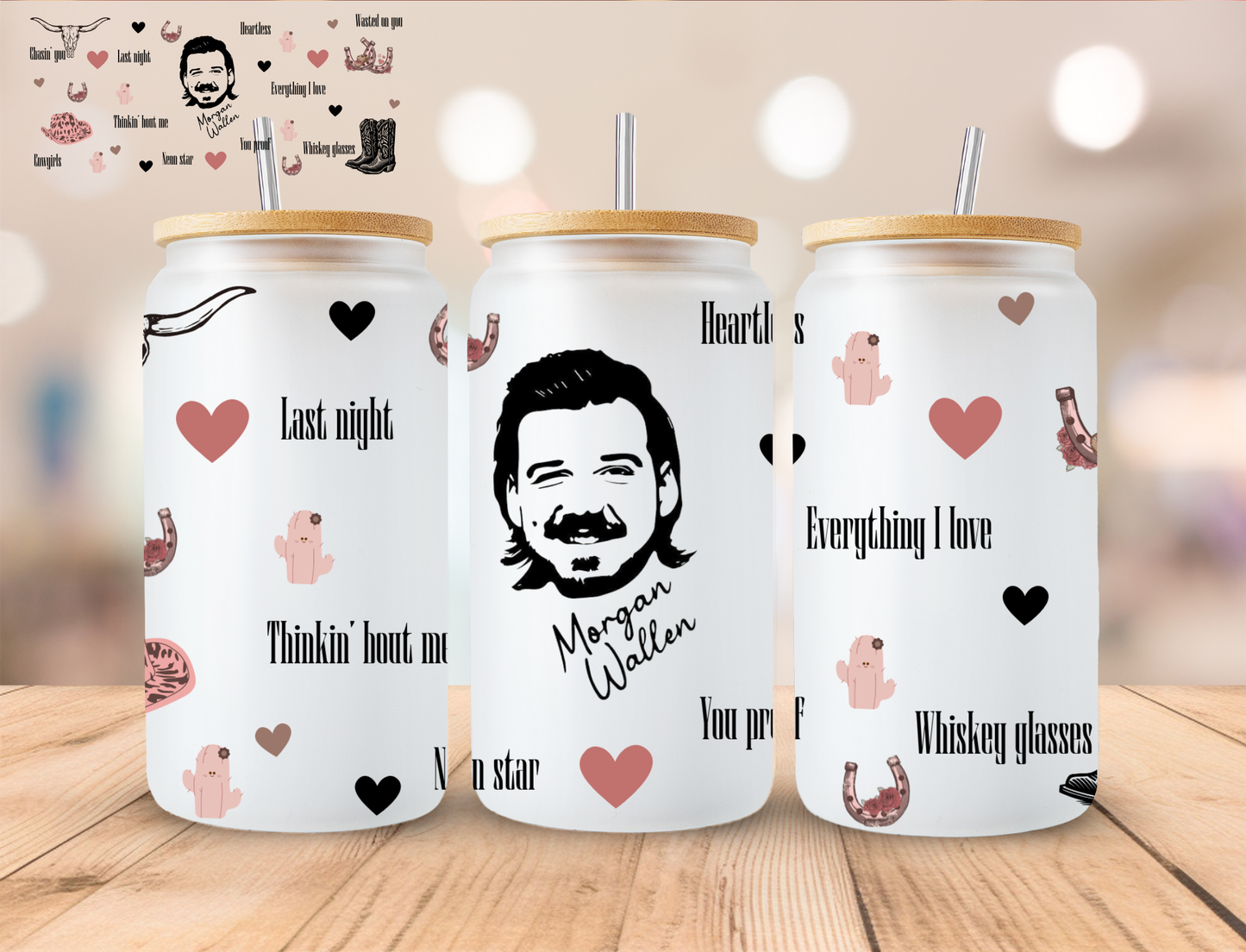 Pink Wallen - 16 oz / 20 oz Libby UV DTF Wrap