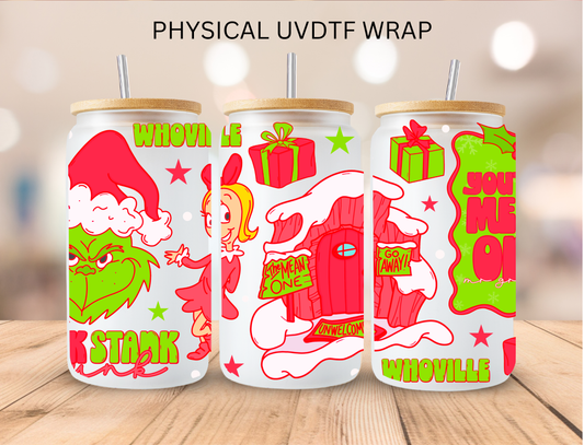 Red Christmas Cindy Girl - 16 oz / 20 oz Libby UV DTF Wrap