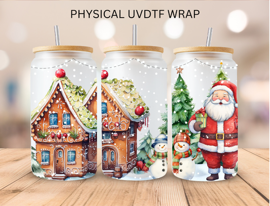 Christmas Winter Wonderland Gingerbread House W/ Santa - 16 oz / 20 oz Libby UV DTF Wrap (Copy)