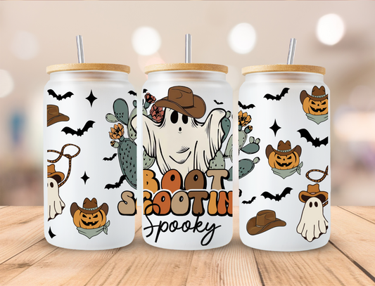 Fall Boot Scootin Spooky- 16oz Libby UV DTF Wrap