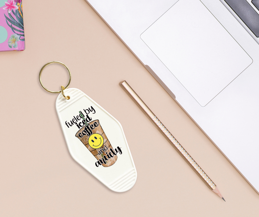 Fueled By Iced Coffee And Anxiety - UVDTF Motel Keychain Set Of 6