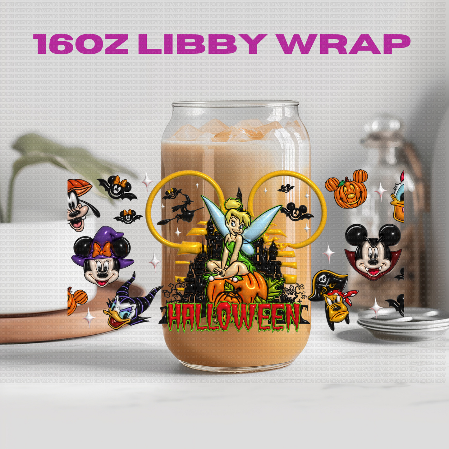 Halloween Princess Bubble Collection - 16 oz / 20 oz Libby UV DTF Wrap