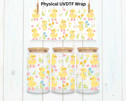 Yellow Duck with Floral - 16 oz / 20 oz Libby UV DTF