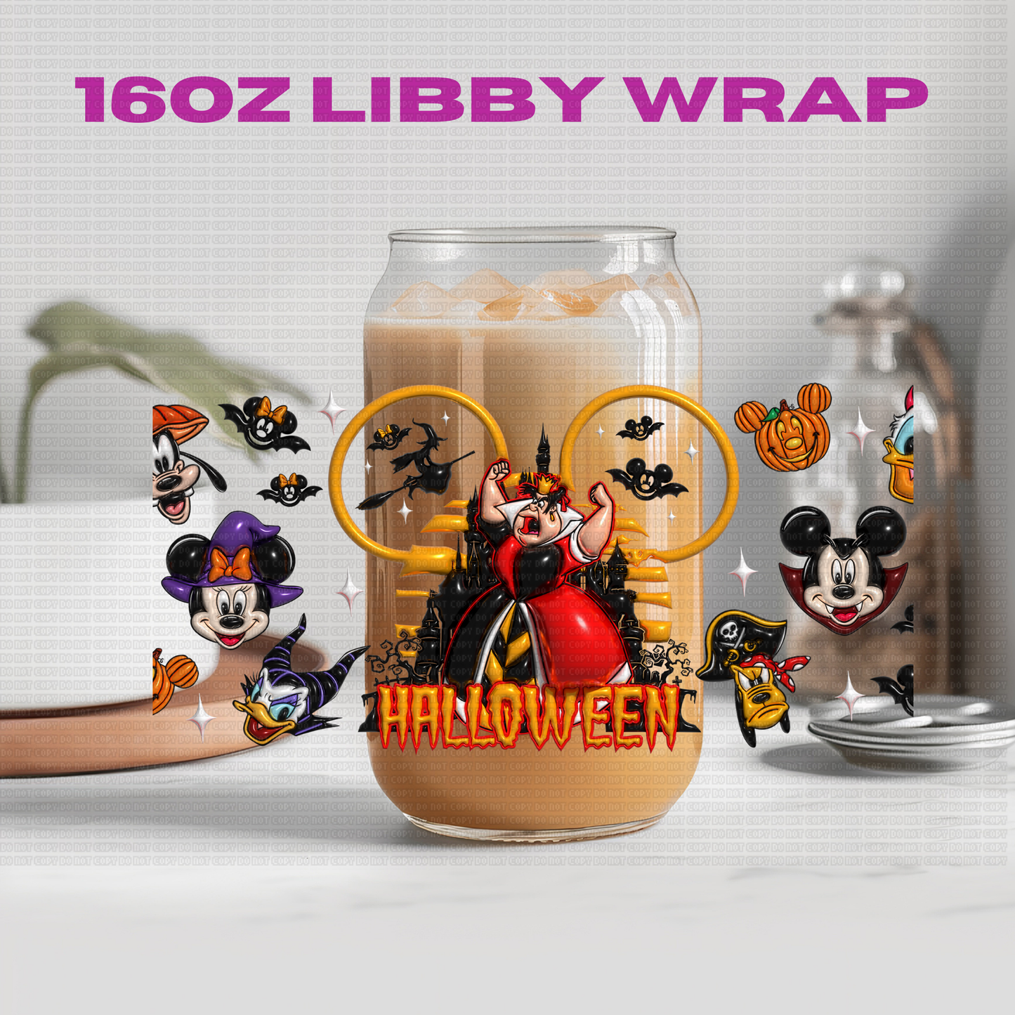 Halloween Princess Bubble Collection - 16 oz / 20 oz Libby UV DTF Wrap