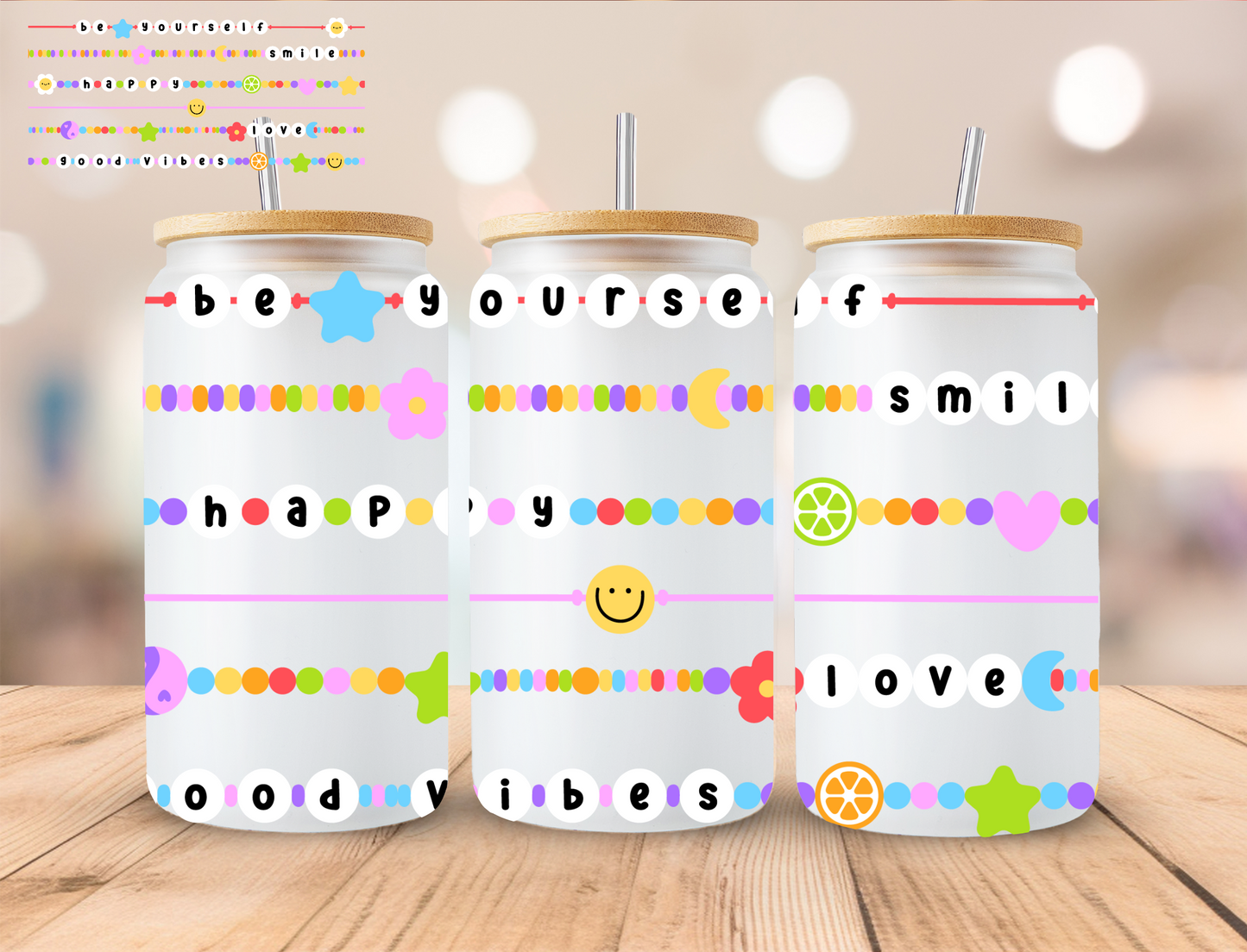 Beaded Bracelets - 16 oz / 20 oz Libby UV DTF Wrap