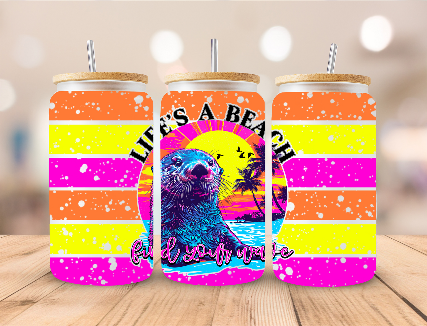 Lifes A Beach - 16 oz / 20 oz Libby UV DTF Wrap EEE EXCLUSIVVE DESIGN