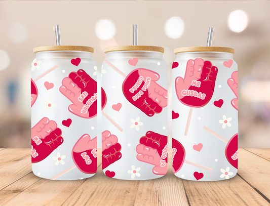 Valentines Hand Lollipops - 16 oz Libby UV DTF Wrap