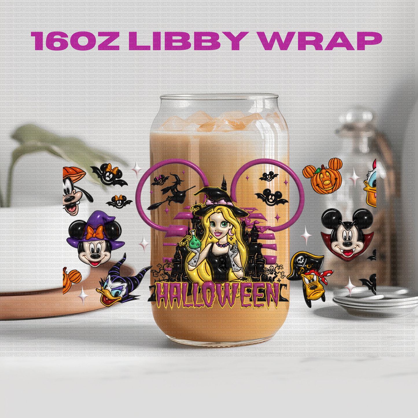 Halloween Princess Bubble Collection - 16 oz / 20 oz Libby UV DTF Wrap