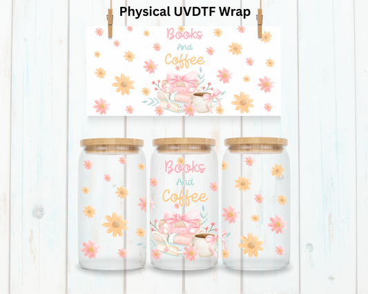 Floral Books And Coffee - 16 oz / 20 oz Libby UV DTF