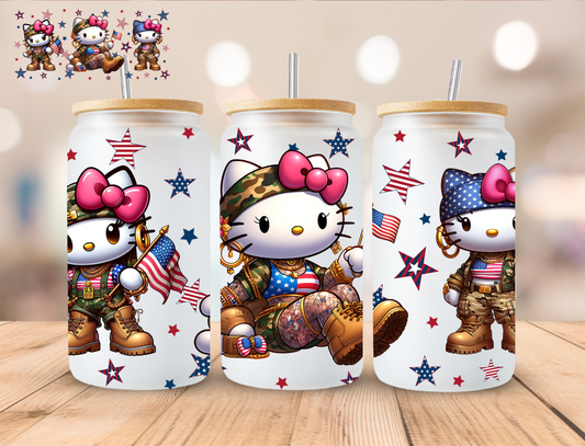 Patriotic Kitty - 16 oz / 20 oz Libby UV DTF Wrap
