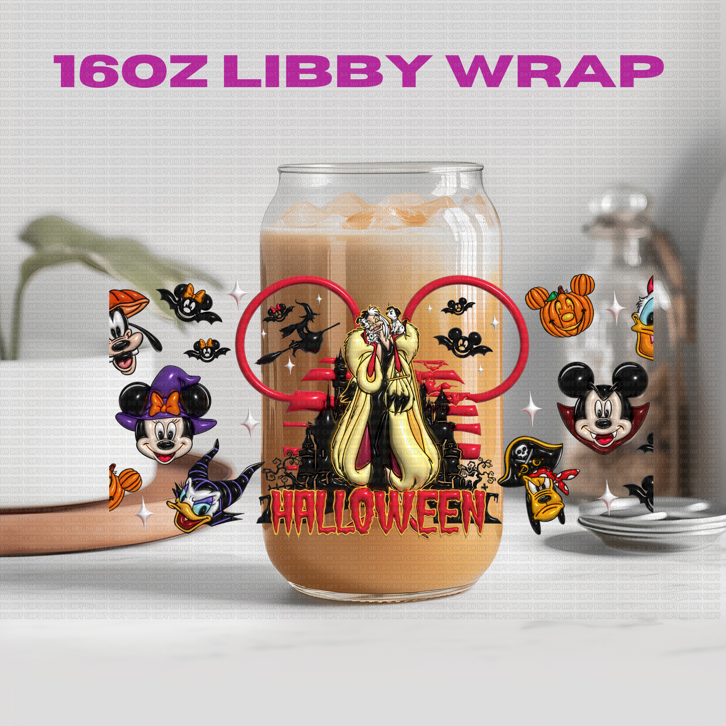 Halloween Princess Bubble Collection - 16 oz / 20 oz Libby UV DTF Wrap