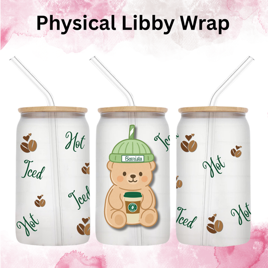 Iced Coffee Bearista - 16 oz / 20 oz Libby UV DTF