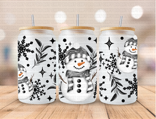 Christmas Festive Snowman - 16 oz / 20 oz Libby UV DTF Wrap