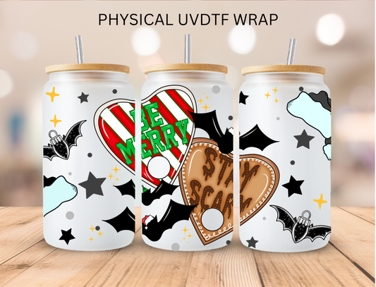 Holiday Stay Merry Stay Scary - 16 oz / 20 oz Libby UV DTF Wrap