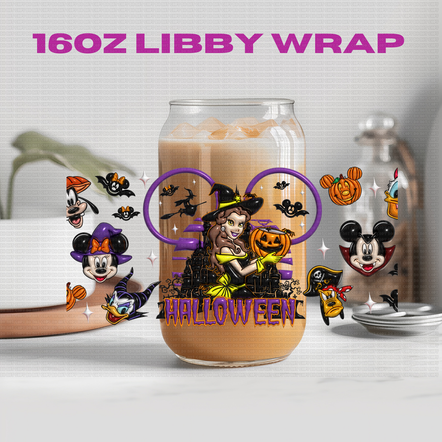 Halloween Princess Bubble Collection - 16 oz / 20 oz Libby UV DTF Wrap