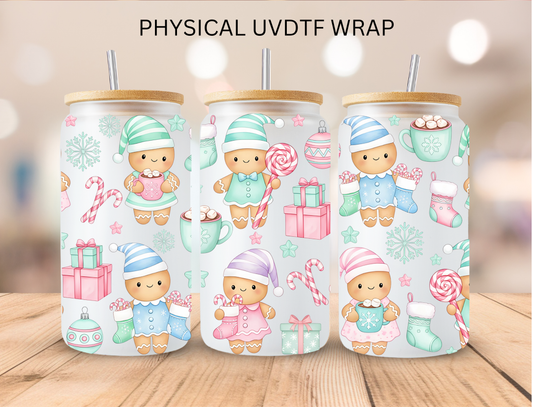 Christmas Pastel Baby Gingerbread - 16 oz / 20 oz Libby UV DTF Wrap