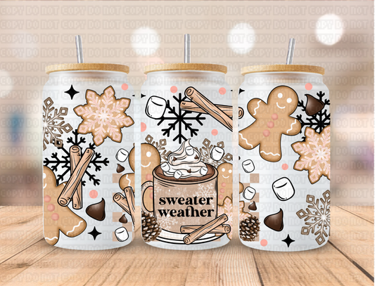 Christmas Festive Gingerbread - 16 oz / 20 oz Libby UV DTF Wrap