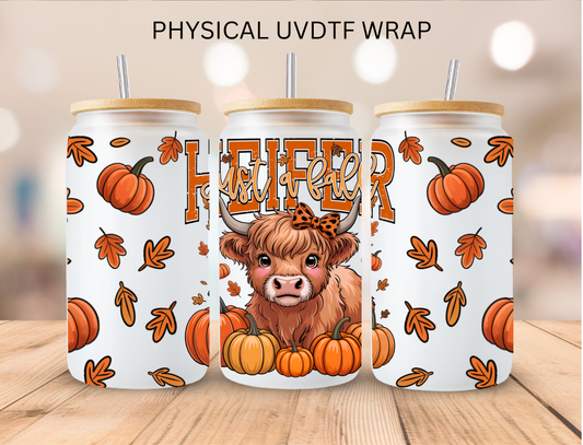 Heifer Cow Just A Fall - 16 oz / 20 oz Libby UV DTF Wrap