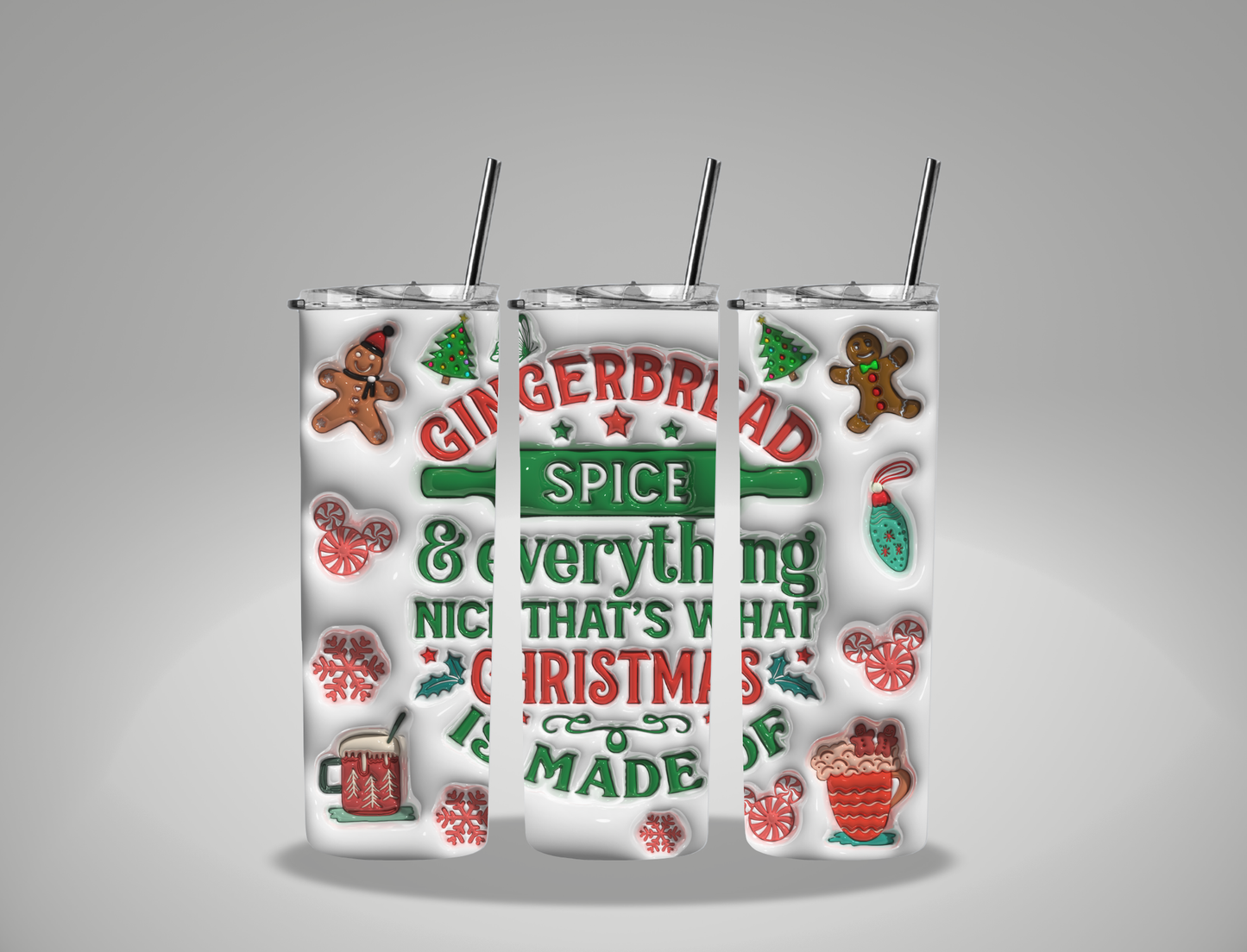 Christmas Bubble Gingerbread Spice - 20oz Skinny Tumbler / 25 Oz Glass Tumbler Wrap