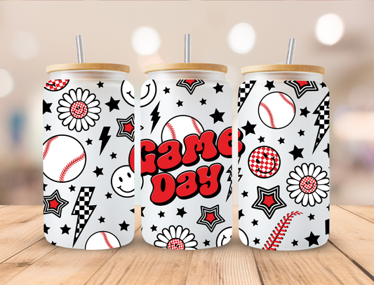 Baseball Game Day - 16 oz Libby UV DTF Wrap