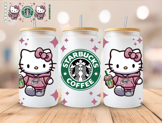 Kitty in Sweats Coffee - 16 oz / 20 oz Libby UV DTF Wrap