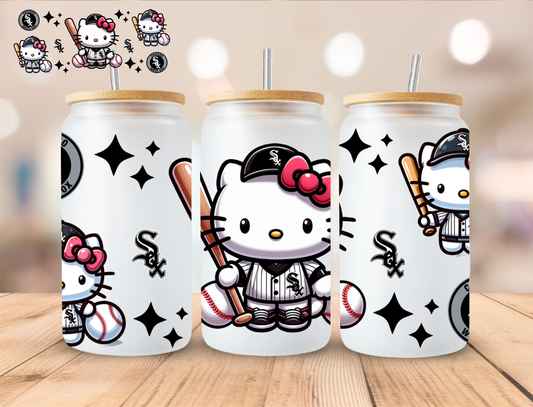 Baseball Kitty - 16 oz / 20 oz Libby UV DTF Wrap