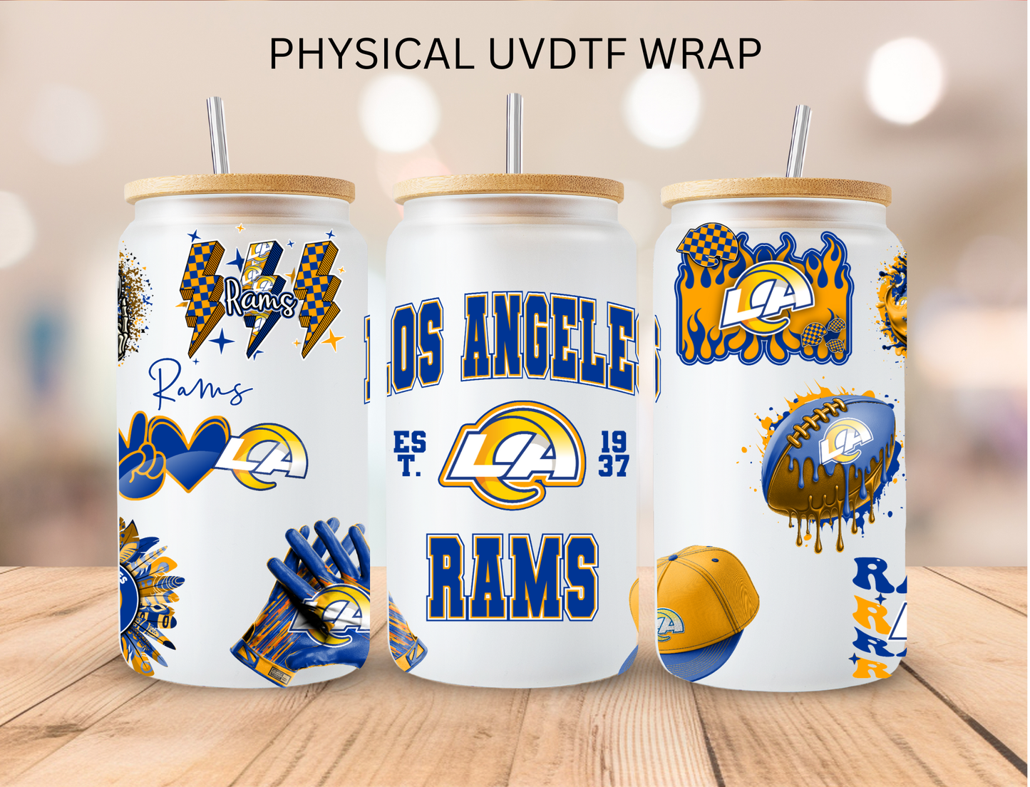 Rams NFL Team - 16 oz / 20 oz Libby UV DTF Wrap