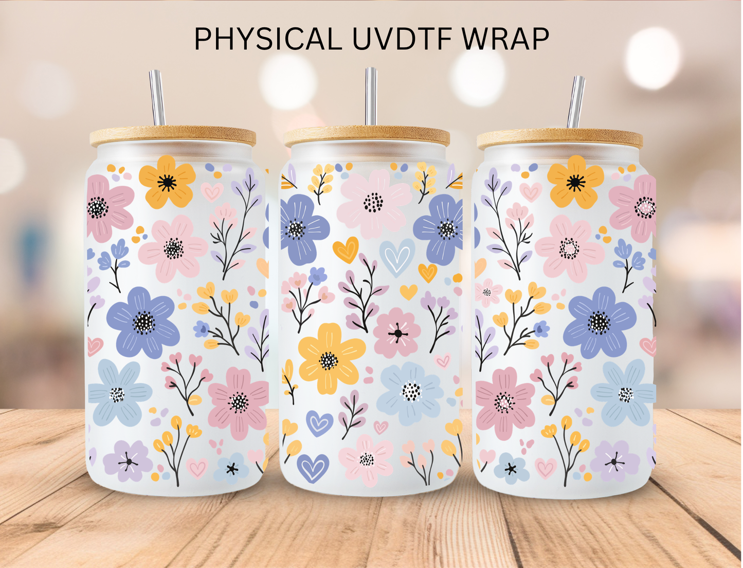Floral Pastel - 16 oz / 20 oz Libby UV DTF Wrap