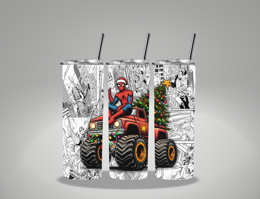 Christmas Spider Hero - 20oz Skinny Tumbler / 25 Oz Glass Tumbler Wrap