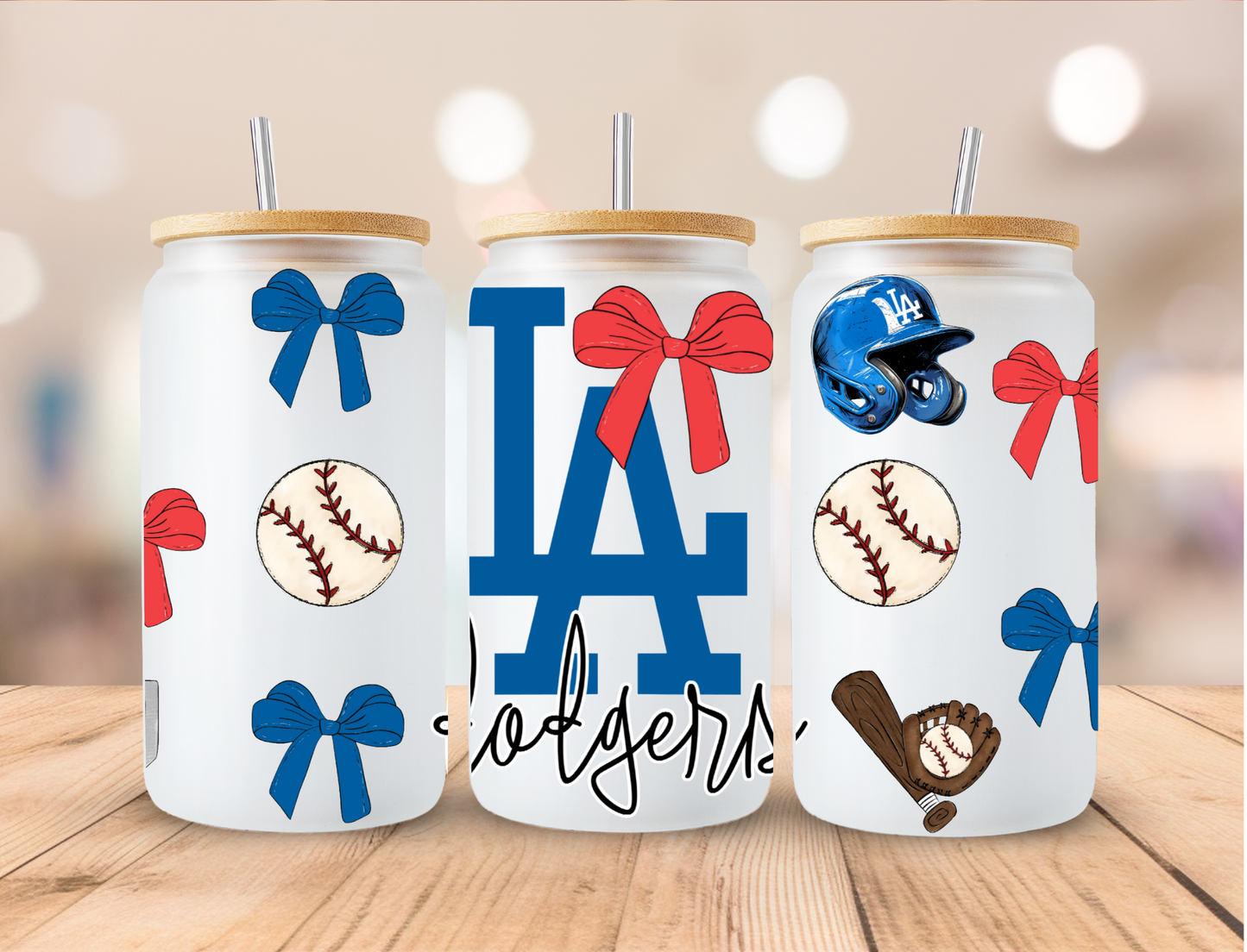 Baseball Sports Coquette LA Dodgers - 16 oz / 20 oz Libby UV DTF Wrap