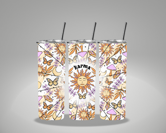 Karma Sun And Moon Butterflies - 20oz Skinny Tumbler Wrap CERRAS EXCLUSIVE