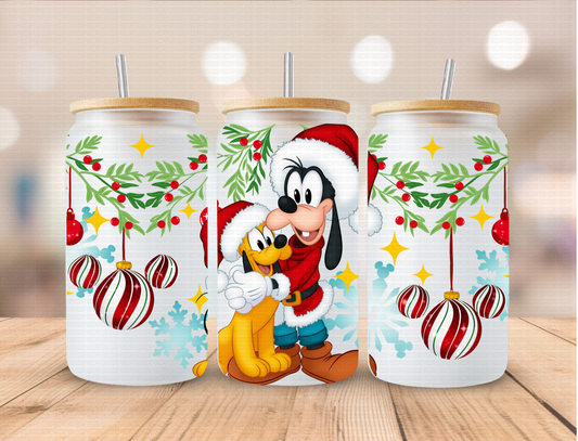 Christmas Mouse Friends Pluto Dog - 16 oz / 20 oz Libby UV DTF Wrap