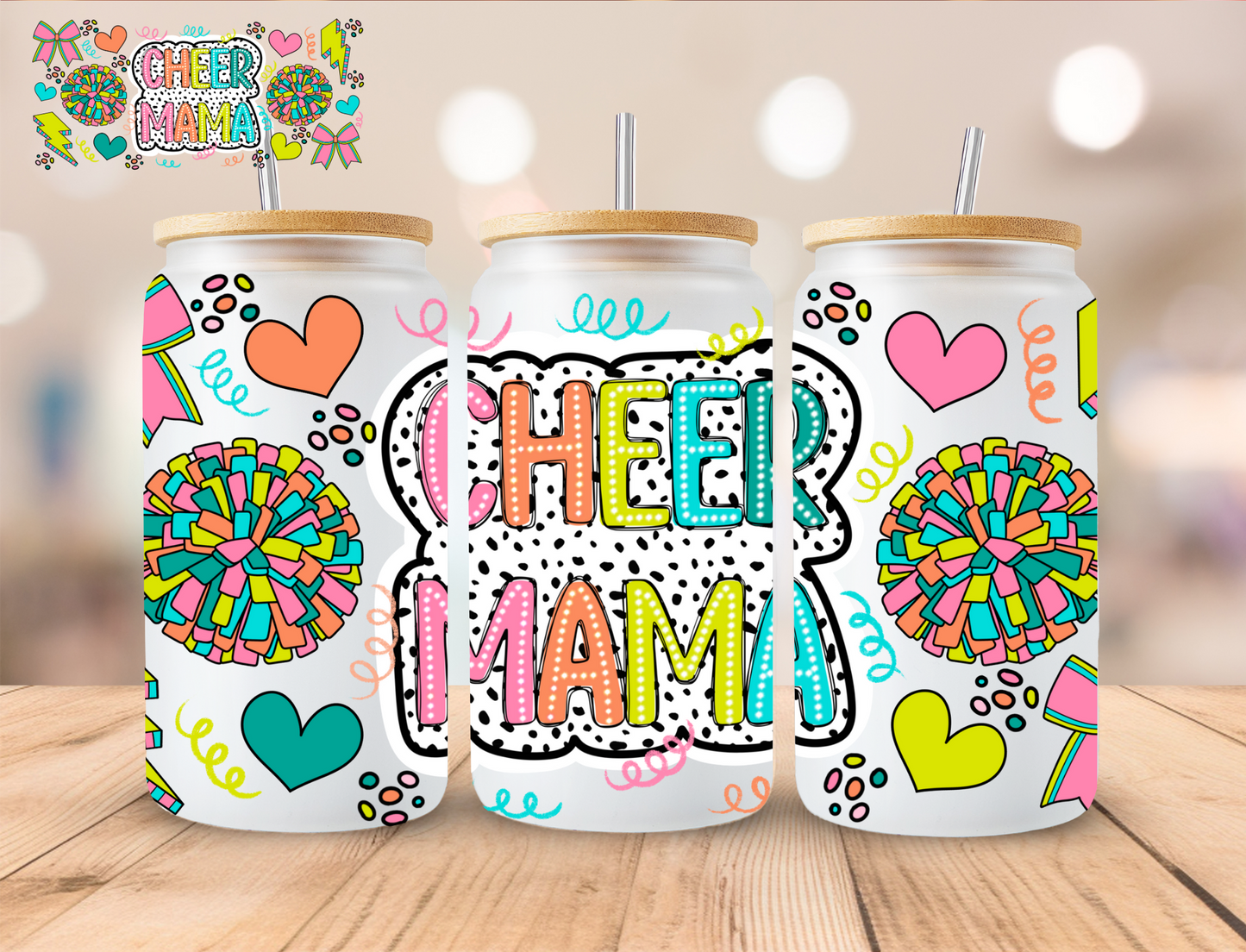 Cheer Mama - 16 oz / 20 oz Libby UV DTF Wrap