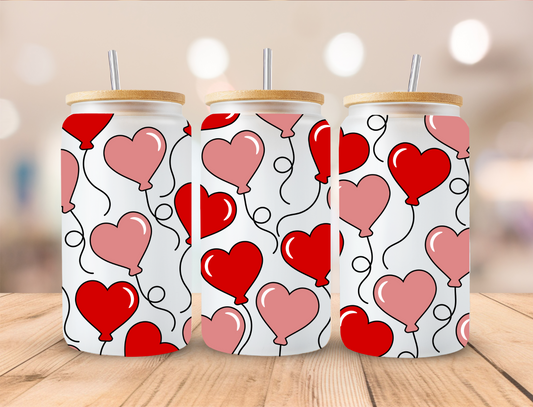 Valentines Heart Balloons - 16 oz / 20 oz Libby UV DTF Wrap