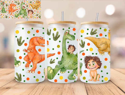Watercolor Land Before Time Good Dinosaur - 16 oz / 20 oz Libby UV DTF Wrap