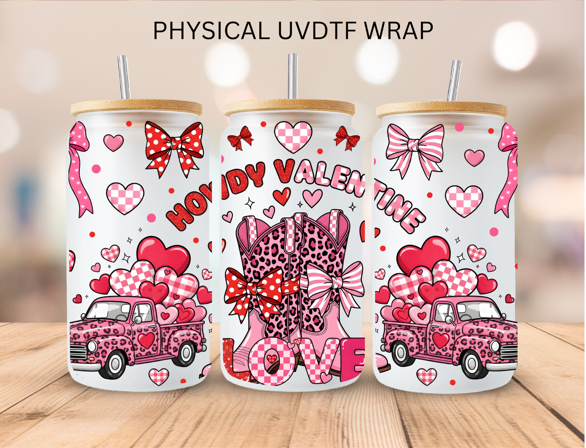 Howdy Valentines Trucks - 16 oz / 20 oz Libby UV DTF