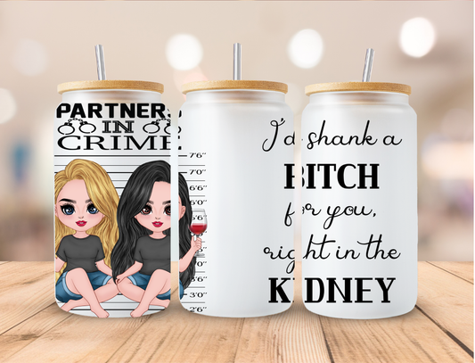 Best Friends Partner In Crime - 16 oz / 20 oz Libby UV DTF Wrap