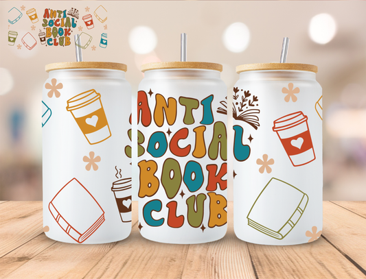 Anti Social Book Club - 16 oz / 20 oz Libby UV DTF Wrap