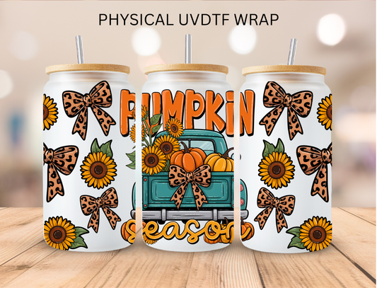 Fall Truck Pumpkin Season - 16 oz / 20 oz Libby UV DTF Wrap