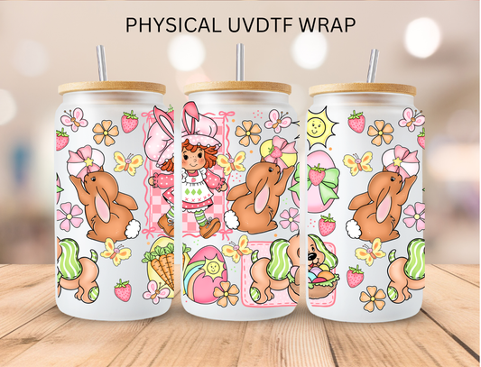 Spring Strawberry Girl - 16 oz / 20 oz Libby UV DTF Wrap