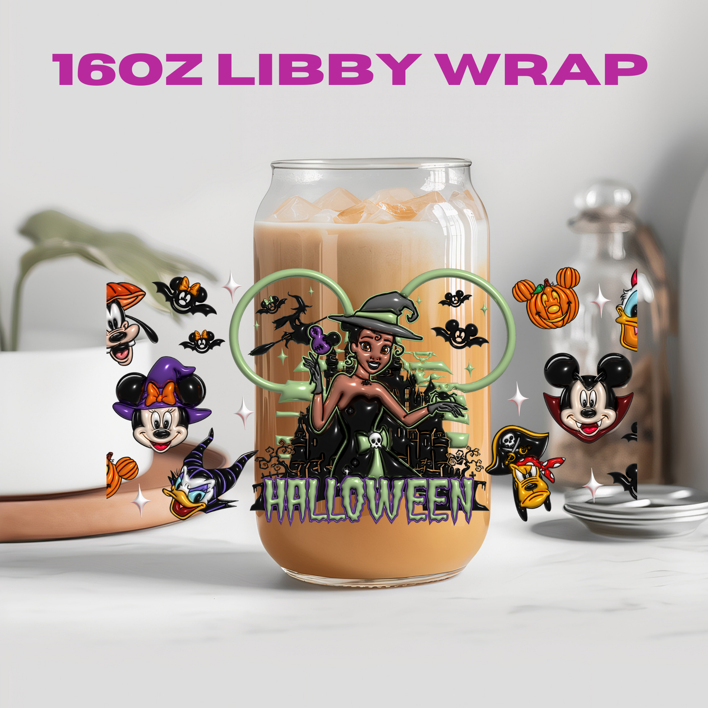 Halloween Princess Bubble Collection - 16 oz / 20 oz Libby UV DTF Wrap