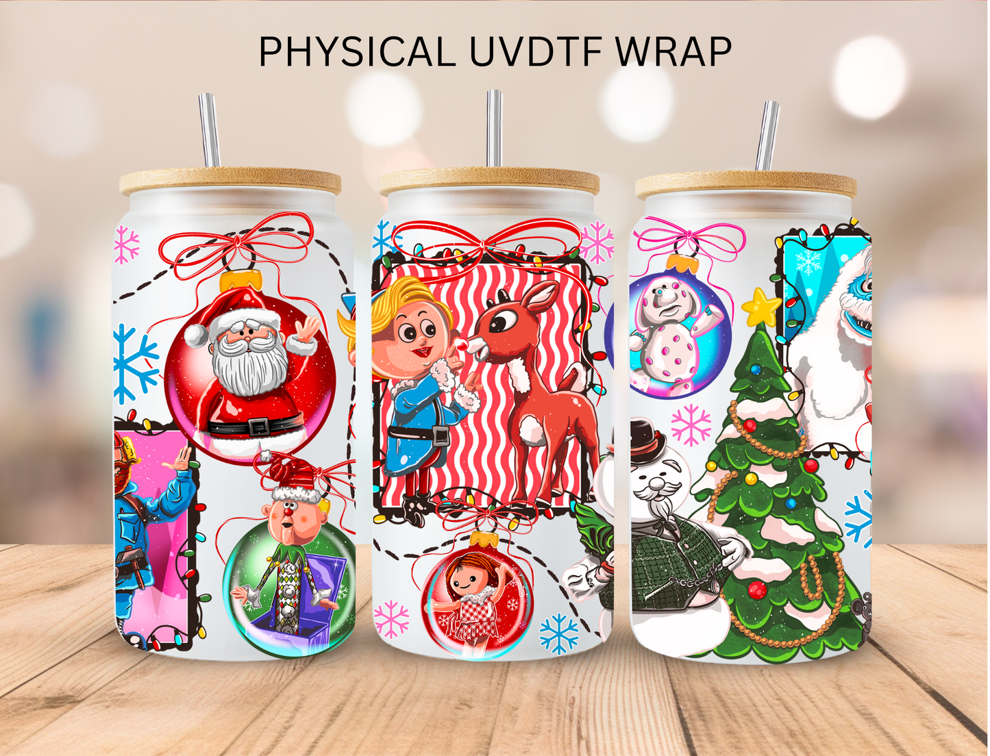 Christmas Reindeer Pals - 16 oz / 20 oz Libby UV DTF Wrap