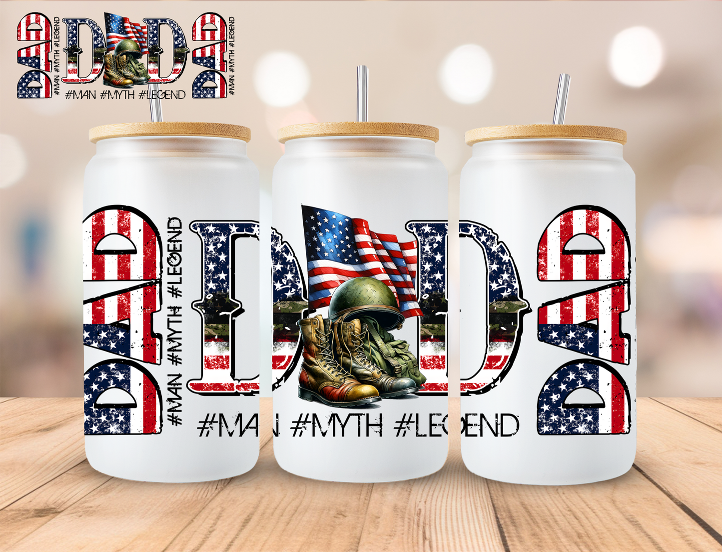 Dad Army - 16 oz / 20 oz Libby UV DTF Wrap