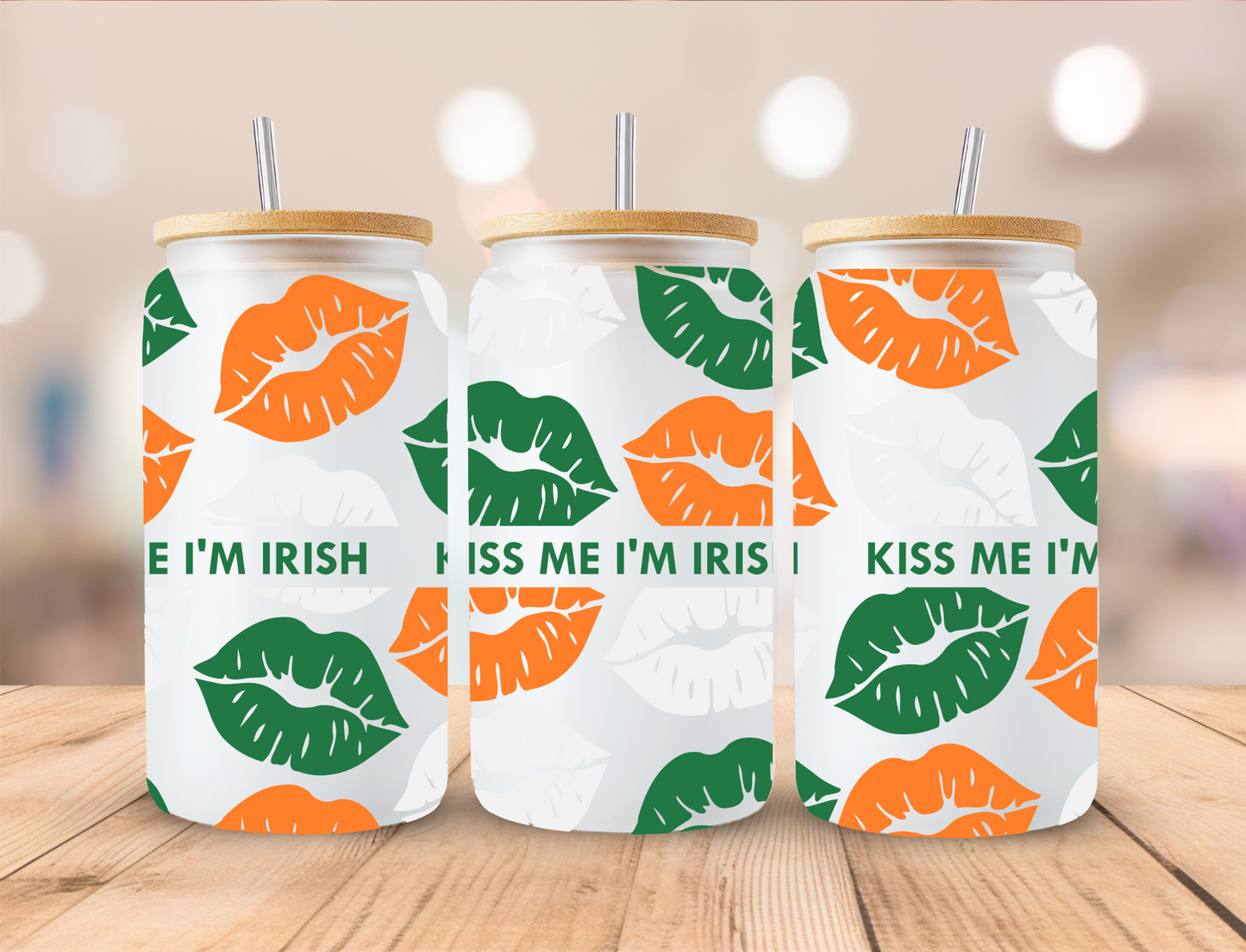 St Patricks Day Kiss Me Im Irish - Libby UV DTF Wrap EXCLUSIVE DESIGNED