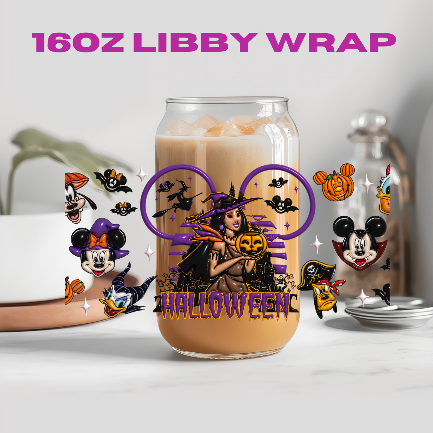 Halloween Princess Bubble Collection - 16 oz / 20 oz Libby UV DTF Wrap