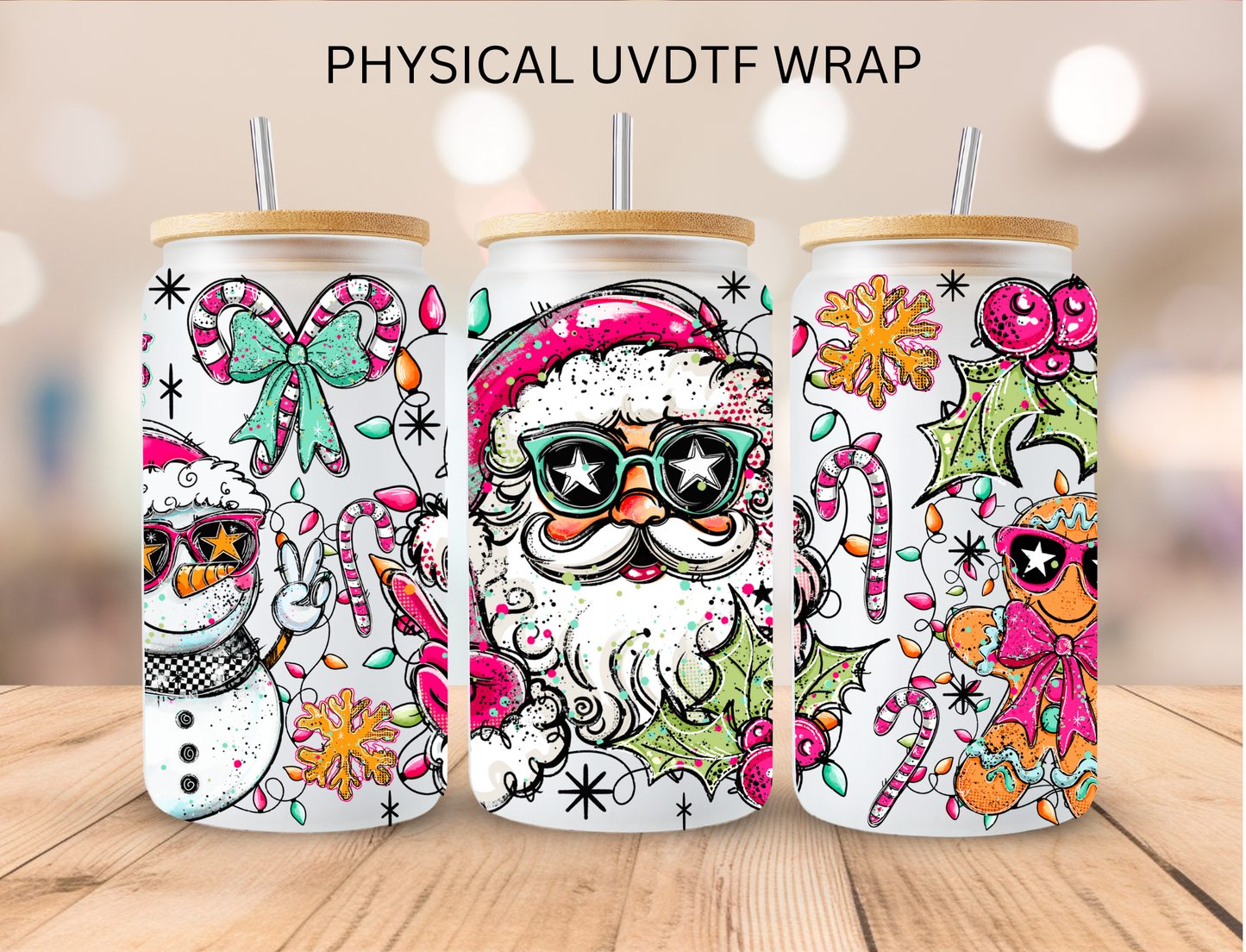 Christmas Santa - 16 oz / 20 oz Libby UV DTF Wrap