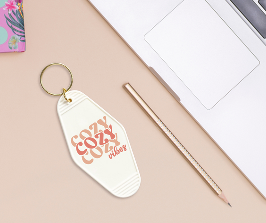 Autumn Cozy Cozy Cozy Vibes - UVDTF Motel Keychain Set Of 6 RTS