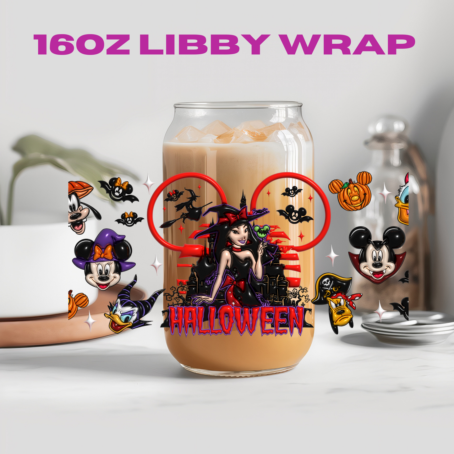 Halloween Princess Bubble Collection - 16 oz / 20 oz Libby UV DTF Wrap