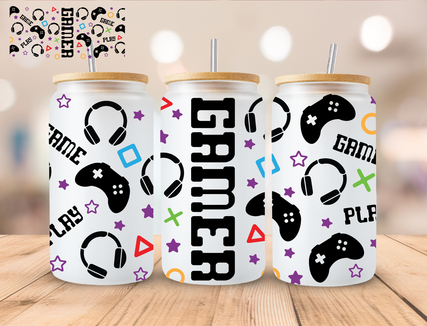 Gamer - 16 oz / 20 oz Libby UV DTF Wrap