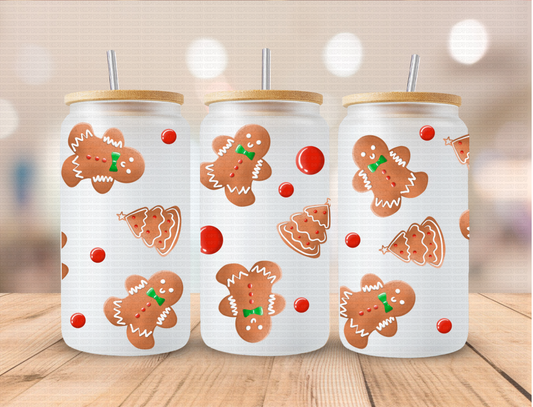 Christmas Gingerbread and Tree Cookies - 16 oz / 20 oz Libby UV DTF Wrap